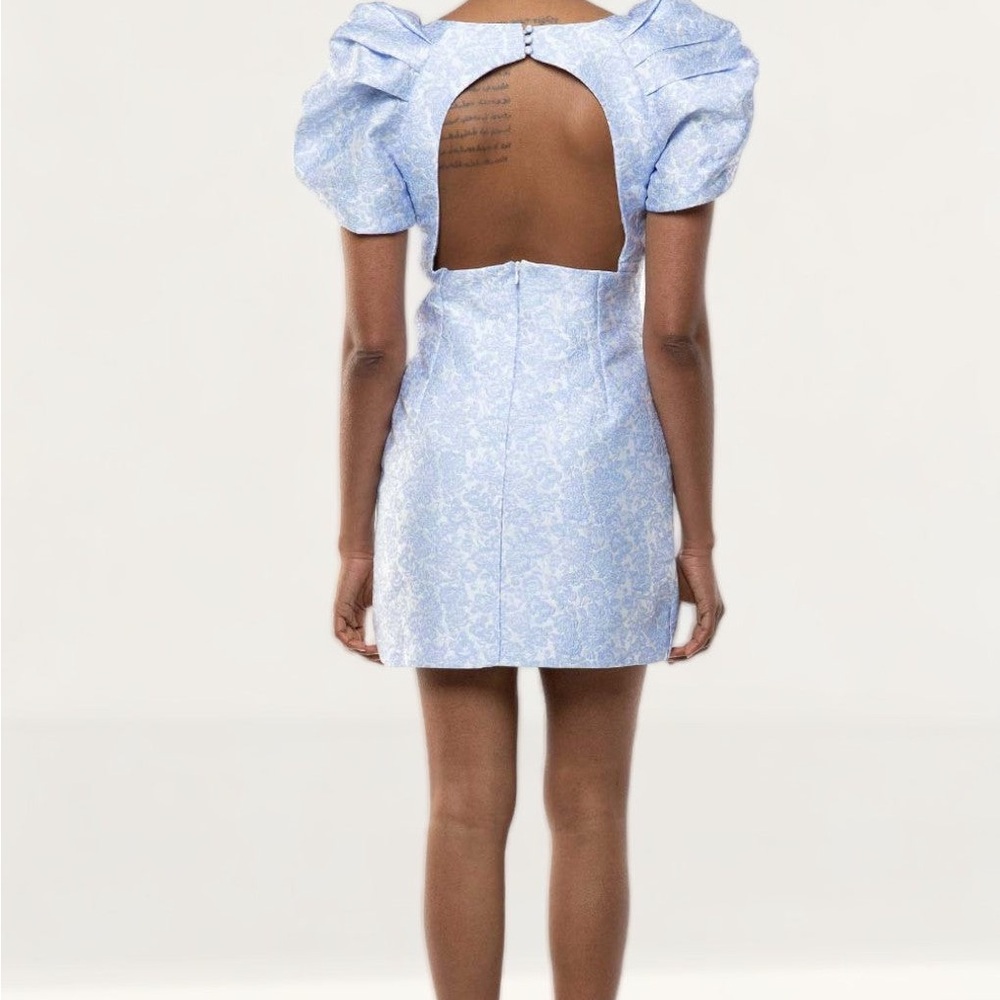 Bardot Light Blue Puff Sleeve Mini Dress - Picture 3 of 7